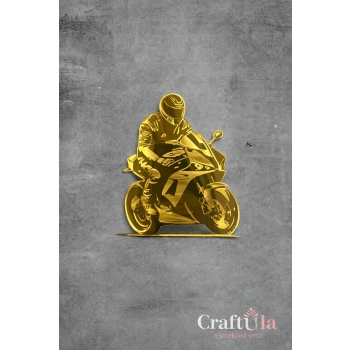 Mężczyzna na motorze 1 - Akryl - złoto - 0131