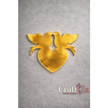 Gołębie z sercem - Akryl - złoto - 136