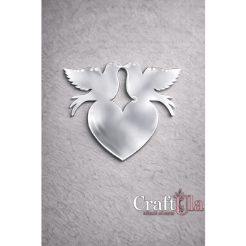Gołębie z sercem - Akryl - srebro - 136s