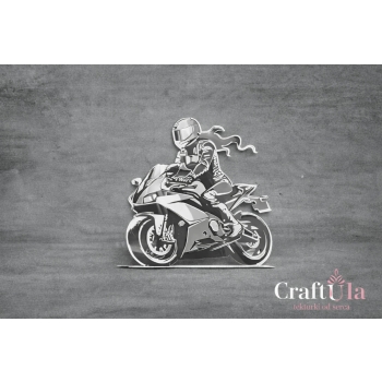 Kobieta na motorze 1 - Akryl - srebro - 0130s