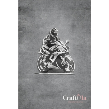 Mężczyzna na motorze 1 - Akryl - srebro - 0131s